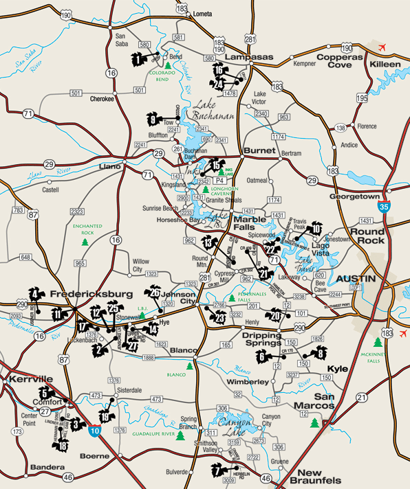 Texas Hill Country Wine Trail Map